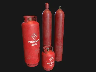 Low Poly PBR Gas Bottle Complete Collection Low-poly 3D model