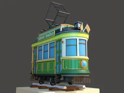 Classic City Tram Low-poly 3D model