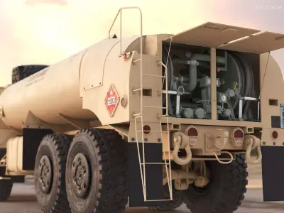Military Fuel Tank Trailer Module Pump Unit Rigged for Cinema 4D 3D model
