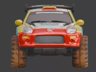 Stylized Compact Rally Car 3D Model Low-poly 3D model