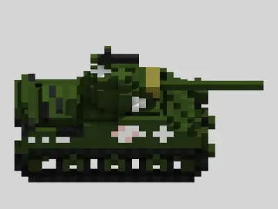 M4 Sherman Tank Voxel Low-poly 3D model