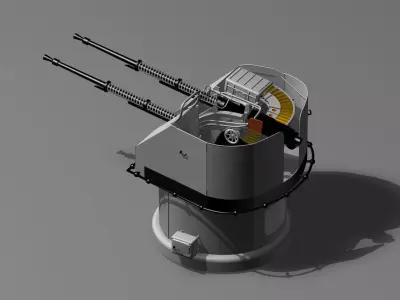 Russian Naval Gun 2-M-3 25mm 3D model
