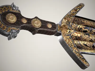 Cinquedea Short Sword Low-poly 3D model