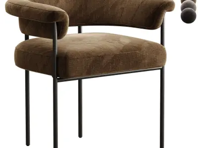 Penelope Industrial Off White Upholstered Black Iron Barrel 3D model
