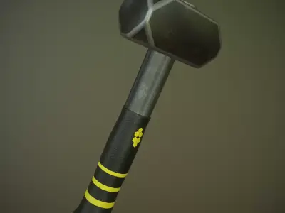 Hammer with stripes Free low-poly 3D model