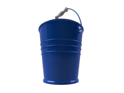 Bucket with wooden handle 3D model