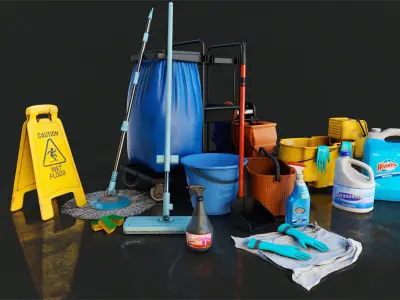 Cleaning Set Low-poly 3D model
