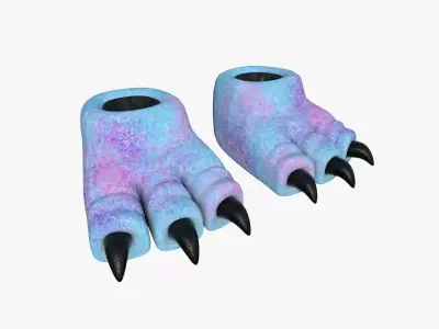 Slippers G06 Blue Pink Dino Paw - Costume Character Design Low-poly 3D model
