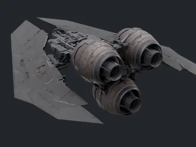 scifi-model499 futuristic spaceship with two wings 3D model
