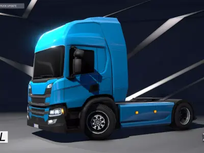 Gridlock - Euro Truck with trailers - PBR low poly tanker Low-poly 3D model