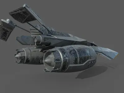 Spacecraft star wars spaceship flying in air Low-poly 3D model