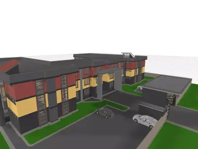 School Exterior Model Low-poly 3D model