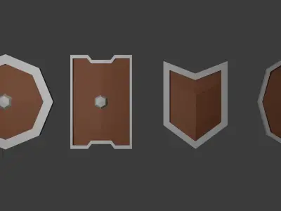 Low poly shields pack 3D model Free low-poly 3D model