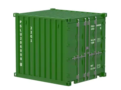 8ft Shipping Container Dark green 3D model