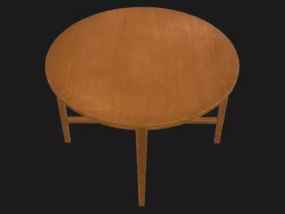 Wood Round Table  Game Ready PBR Low-poly 3D model