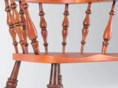 Antique Set of Five English Elmwood Windsor Chair 3D model