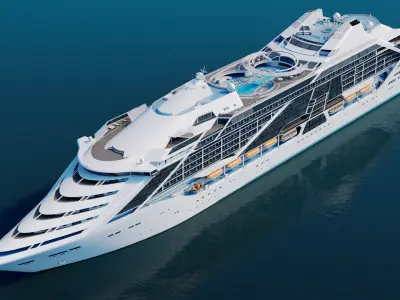 Futuristic Cruiseship Celestial Spire Low-poly 3D model