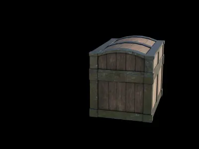 A low-poly chest wooden box Free low-poly 3D model
