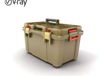 Olive Green Tool Storage Box model pack Low-poly 3D model