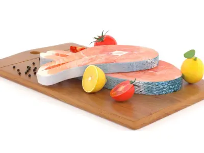 Salmon Steak with Vegetables 3D model