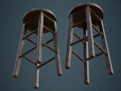 Stool 2B Low-poly 3D model