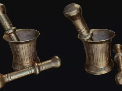 Copper Mortar Low-poly 3D model
