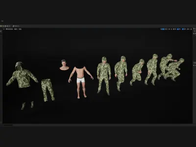 Man - Military Uniform 3 - Modular - Rigged Low-poly 3D model