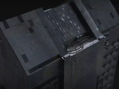 Brutalist Scifi Future Building 07 3D model