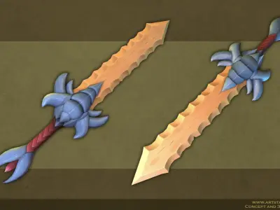 Hand-painted Sea Sword Low-poly 3D model