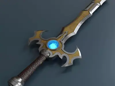 Fantasy style sword 2 Low-poly 3D model