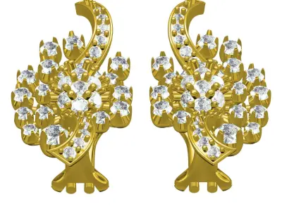 Antique Round Diamond Cluster Earring 3D print model