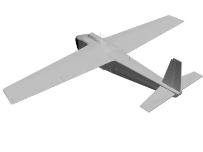Old military aircraft concept Low-poly 3D model