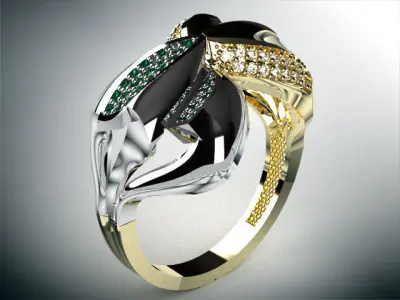 woman diamond ring 2 part  R00099 3D print model