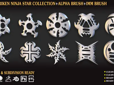 Shuriken Ninja Star CollectionVol 03 Low-poly 3D model
