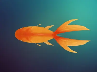 Lowpoly Hand painted GoldFish Low-poly 3D model