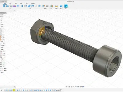  M3 hexagon socket head cap screw and M3 nut Free 3D print model