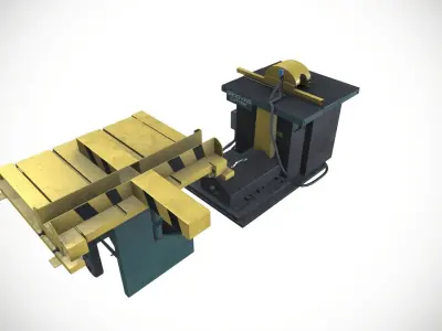 Wood Cutting Slitting Machine Low-poly 3D model