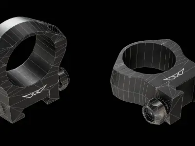 Warne Mountain Tactical 34mm Scope Rings Low-poly 3D model