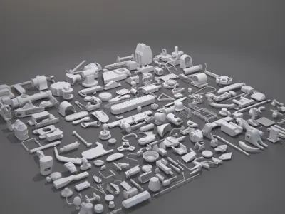 Kitbash-6 different items 3D model