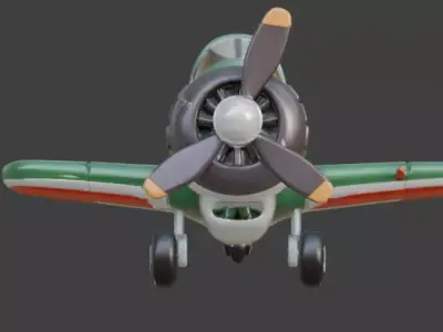 Stylized Chibi WWII Zero Fighter Low-poly 3D model