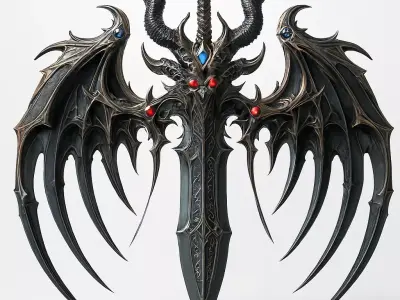 Stylized Fantasy Sword 3D Model - Decorative Weapon 3D model