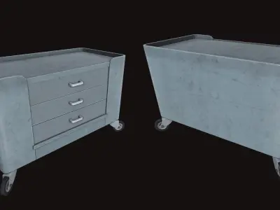 Old Industrial Steel Trolley Low-poly 3D model