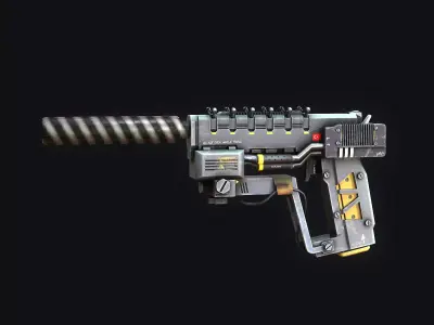 Sci-Fi Pistol Low-poly 3D model 7