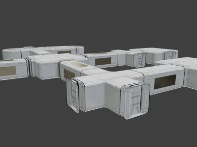 Kit bash space modules sci-fi Low-poly 3D model