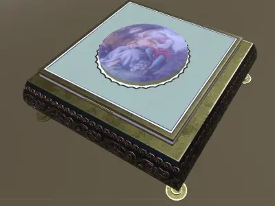 Antique jewelry box Low-poly 3D model