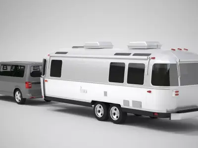Airstream Land Yacht and Volkswagen Caravelle 3D model