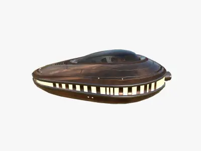 Alien Spaceship UFO C06 Copper - Sci Fi Spacecraft Design Low-poly 3D model