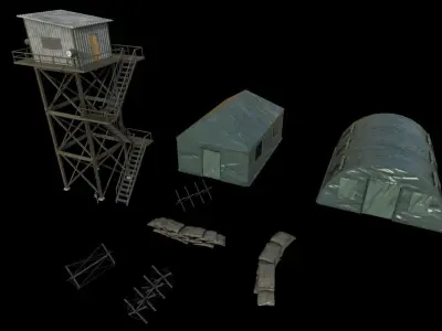 Military Outpost Pack  Low-poly 3D model