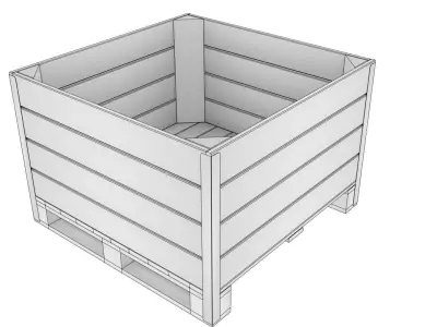 Wooden fruit crate 3D model