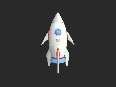 Cartoon Spaceship 07 USA - Spacecraft Vehicle SciFi Low-poly 3D model